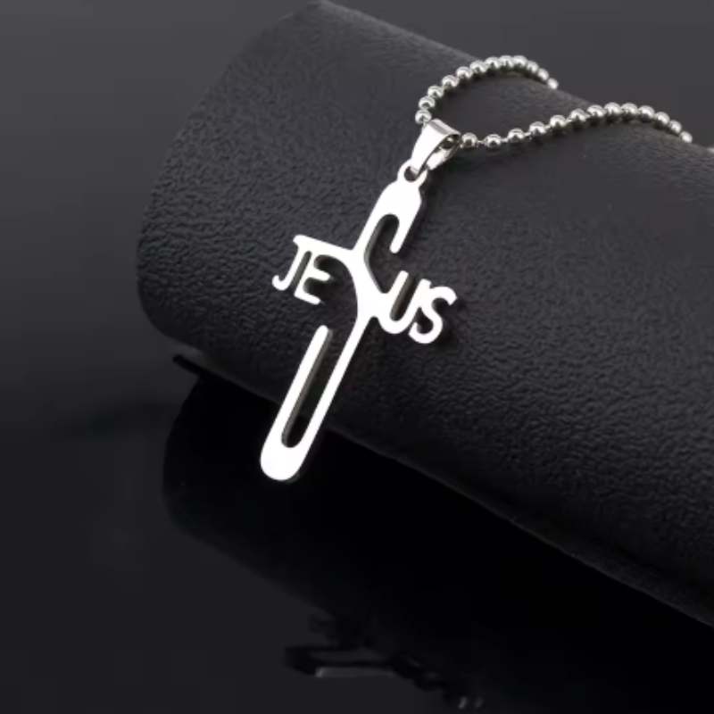 Reptronic Stainless Steel Silver color Pendant with Necklace-The name Jesus