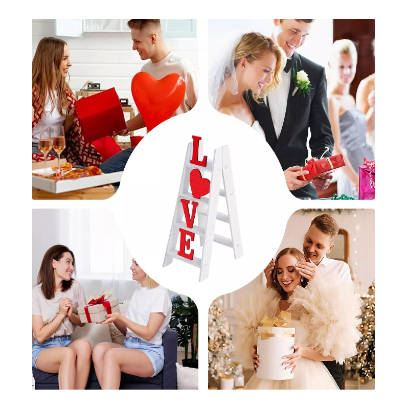 Reptronic White Wooden Ladder Table top Decor with the word Love