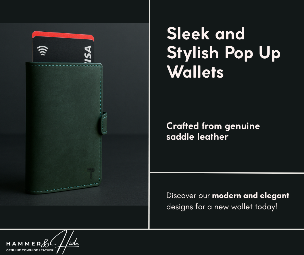 Hammer&Hide Genuine Saddle Leather Pop Up Wallet- Unisex