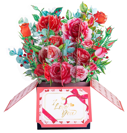 Beautiful I love you 3D Rose Pop up flower box