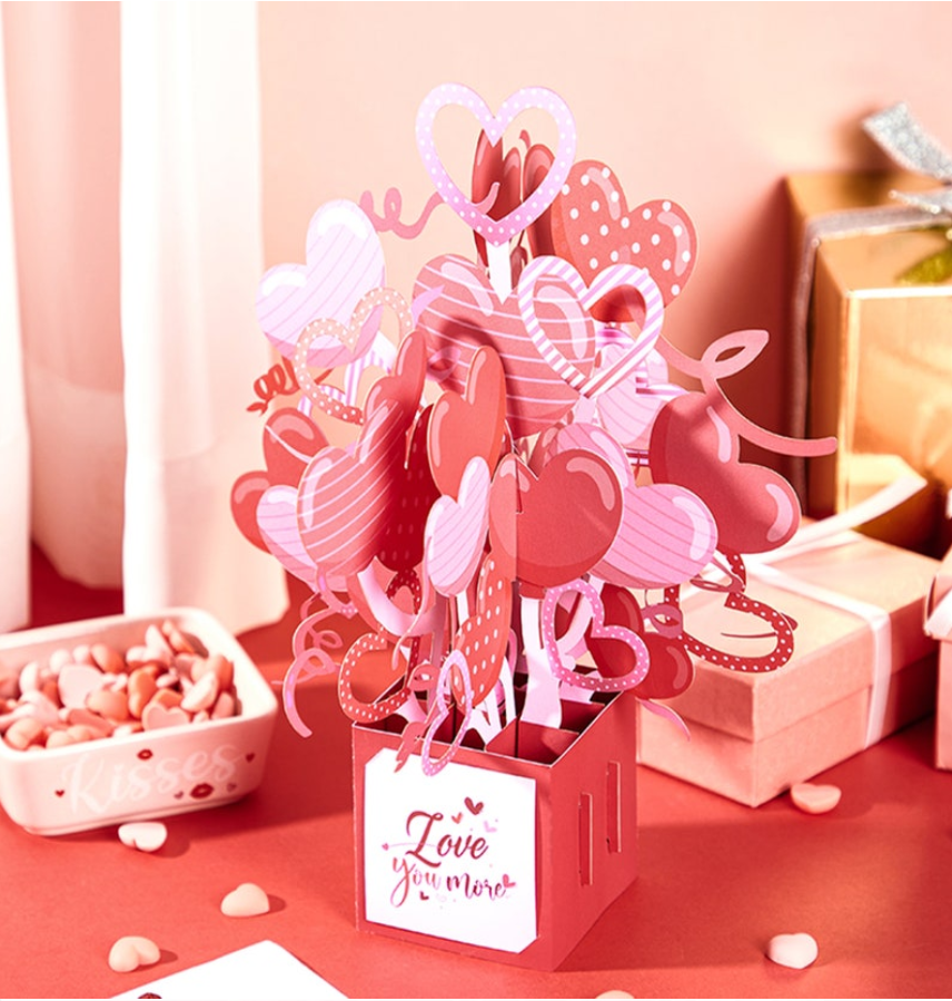 Beautiful Love you more with hearts Pop up 3D box