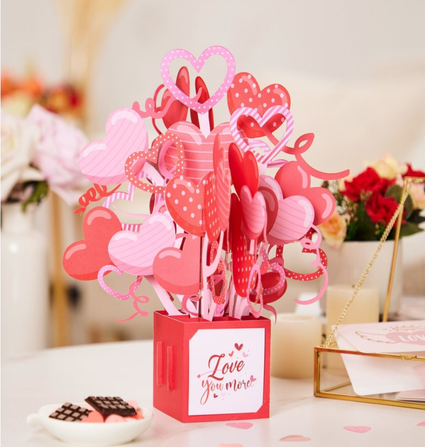 Beautiful Love you more with hearts Pop up 3D box