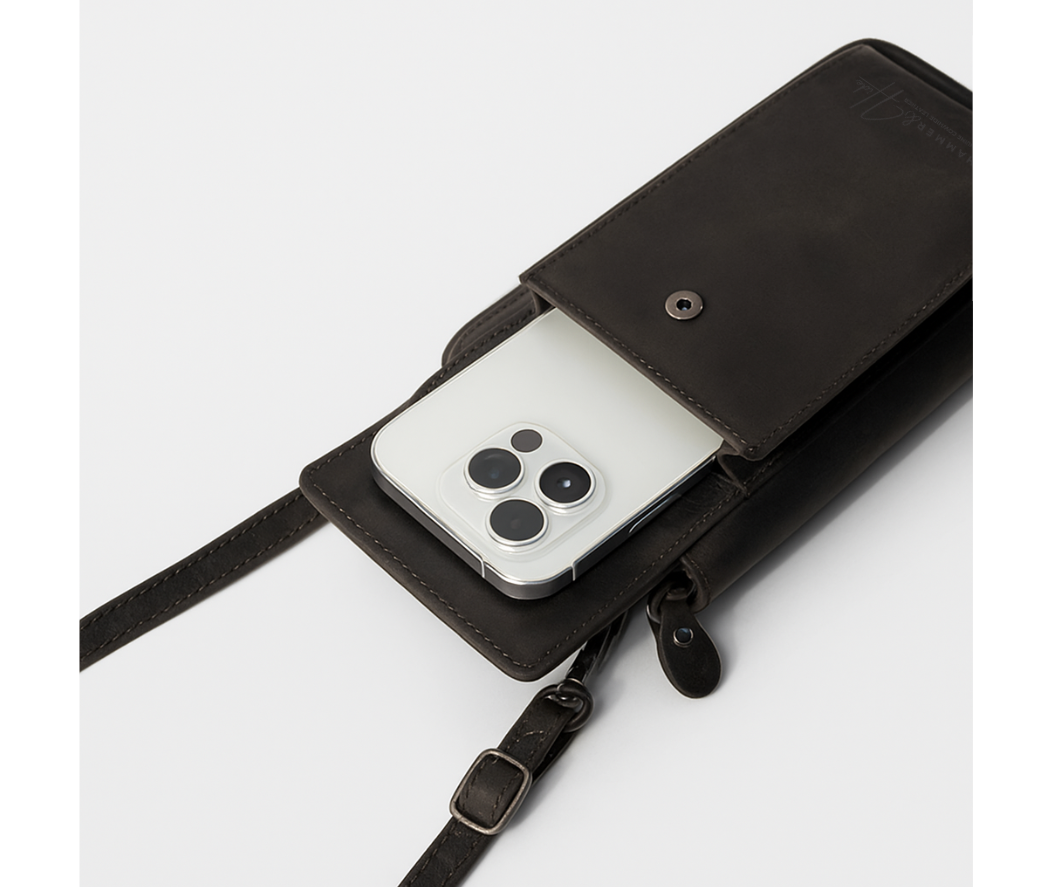 Reptronic Hammer&Hide Crossbody Sling Bag Purse: Genuine Saddle Leather