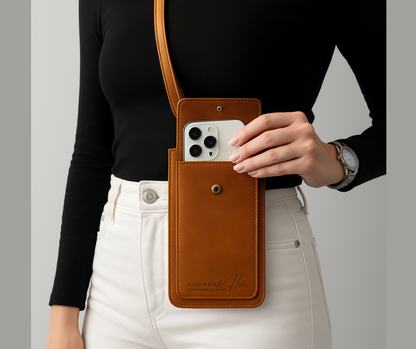 Reptronic Hammer&Hide Crossbody Sling Bag Purse: Genuine Saddle Leather