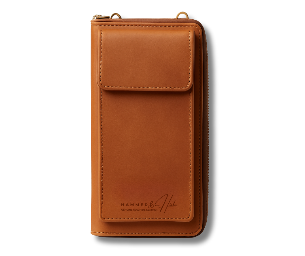 Reptronic Hammer&Hide Crossbody Sling Bag Purse: Genuine Saddle Leather