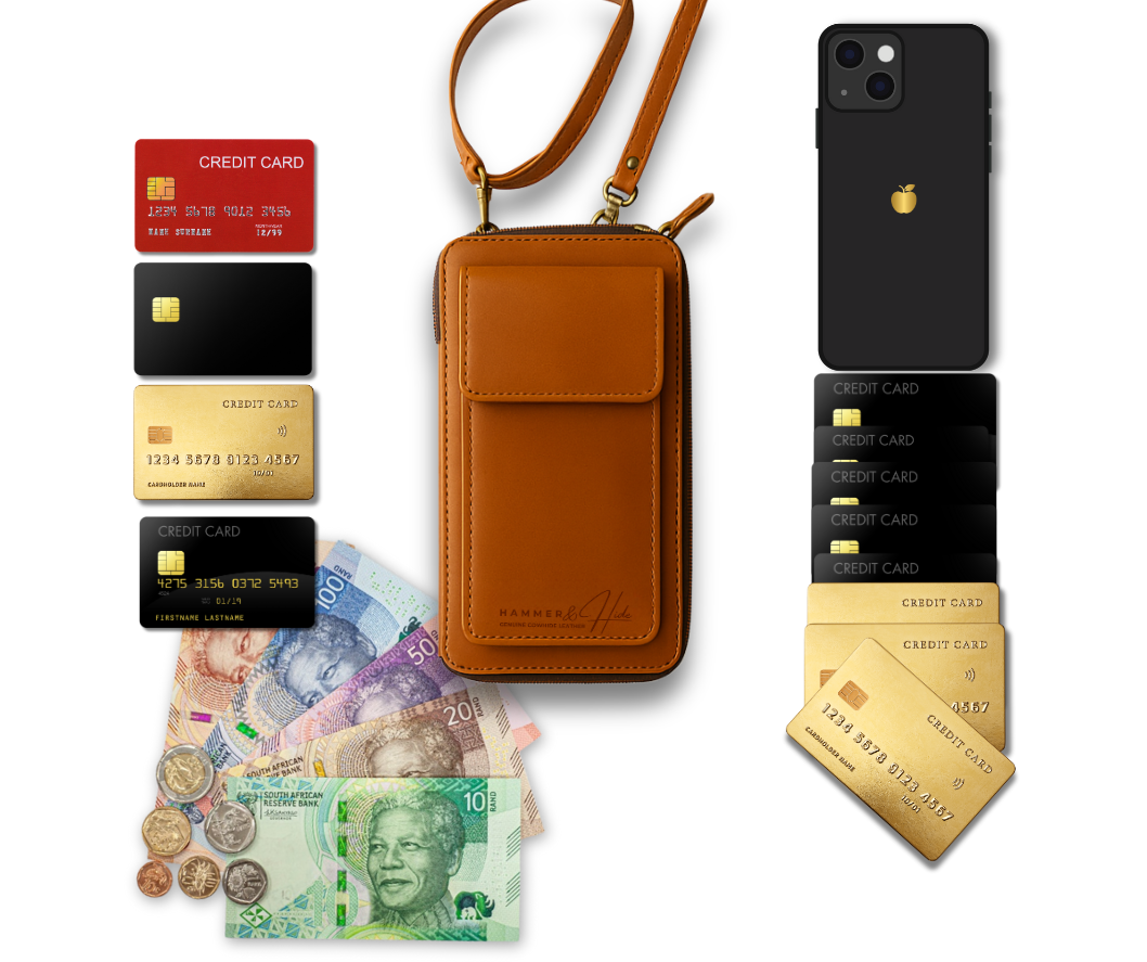 Reptronic Hammer&Hide Crossbody Sling Bag Purse: Genuine Saddle Leather