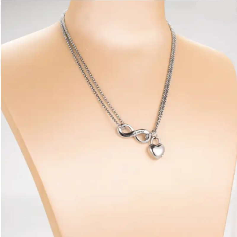 Reptronic -Memorial Pendant with Infinity and Lock shaped in a heart