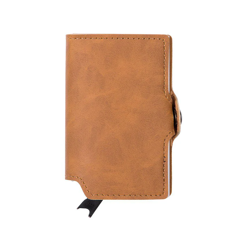 Hammer&Hide PU leather Pop up wallet - Light Brown with Rose Gold Aluminum frame