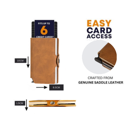 Hammer&Hide PU leather Pop up wallet - Light Brown with Rose Gold Aluminum frame