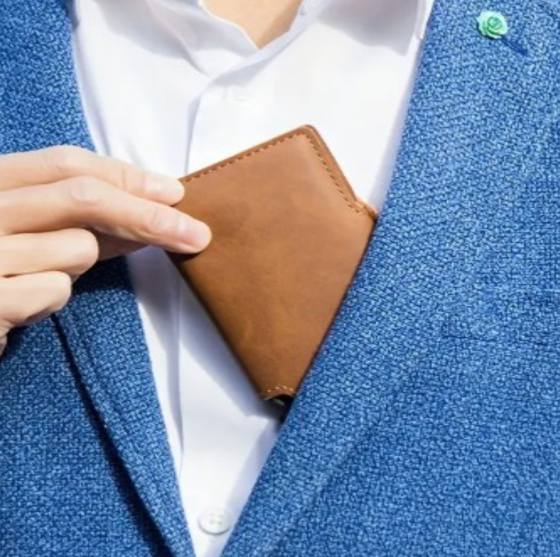 Hammer&Hide PU leather Pop up wallet - Light Brown with Rose Gold Aluminum frame