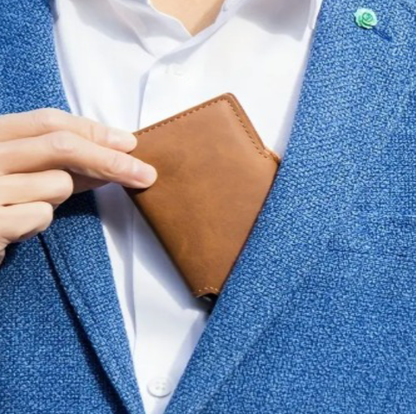 Hammer&Hide PU leather Pop up wallet - Light Brown with Rose Gold Aluminum frame