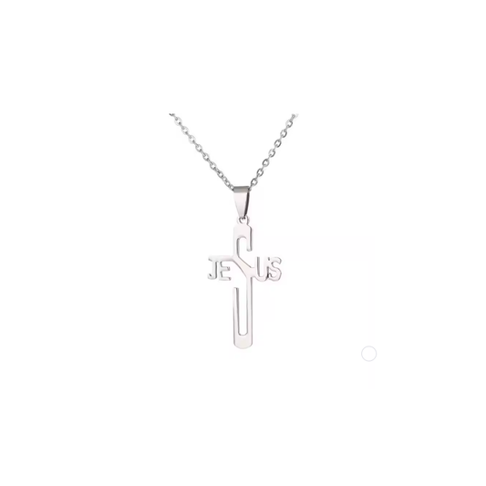 Reptronic Stainless Steel Silver color Pendant with Necklace-The name Jesus
