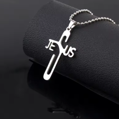 Reptronic Stainless Steel Silver color Pendant with Necklace-The name Jesus