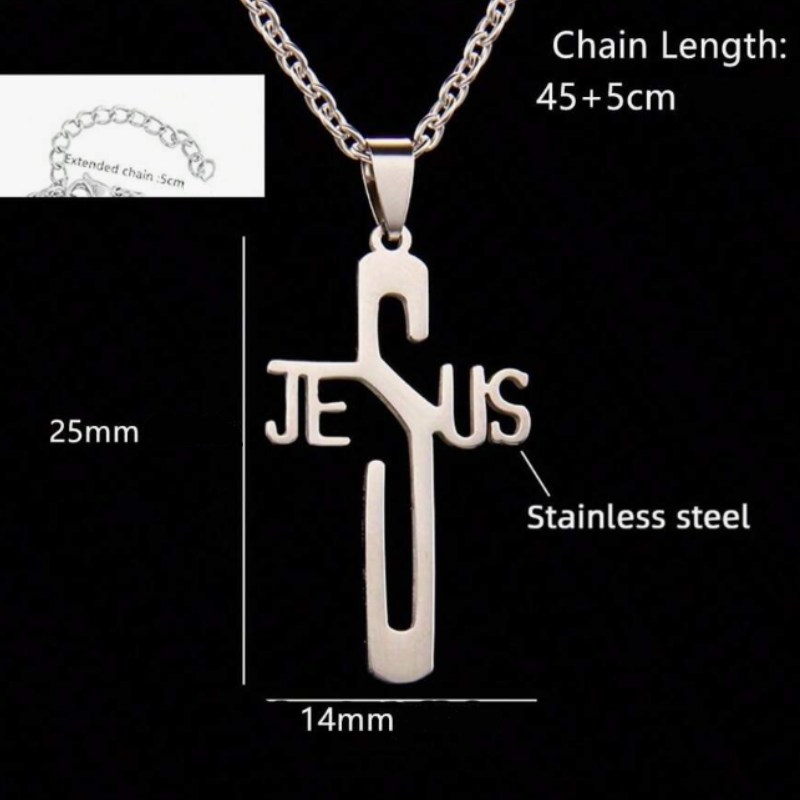 Reptronic Stainless Steel Silver color Pendant with Necklace-The name Jesus
