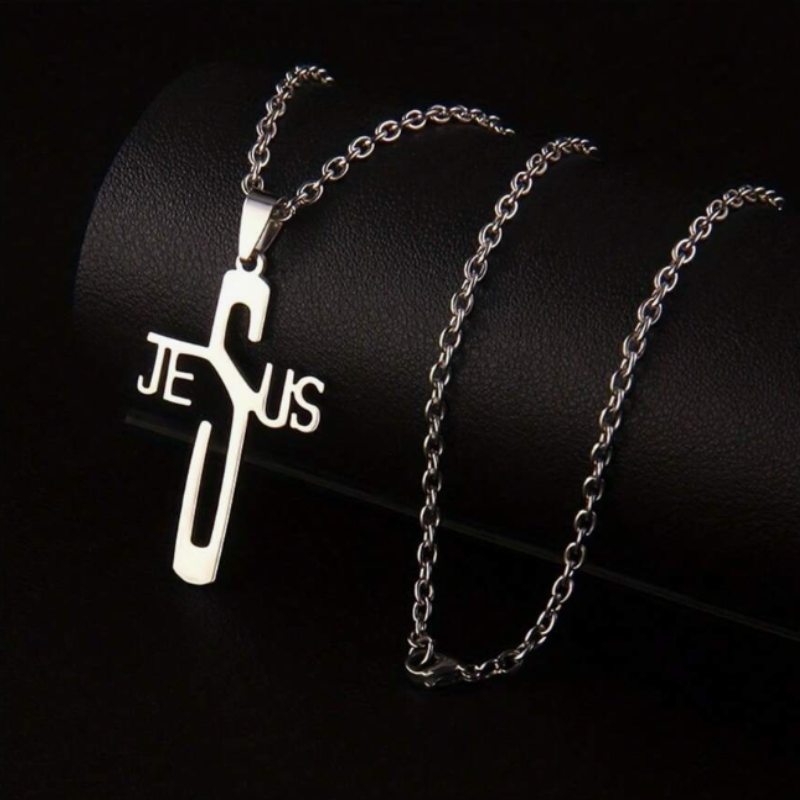 Reptronic Stainless Steel Silver color Pendant with Necklace-The name Jesus