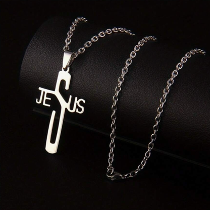 Reptronic Stainless Steel Silver color Pendant with Necklace-The name Jesus