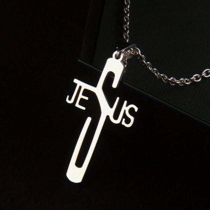 Reptronic Stainless Steel Silver color Pendant with Necklace-The name Jesus