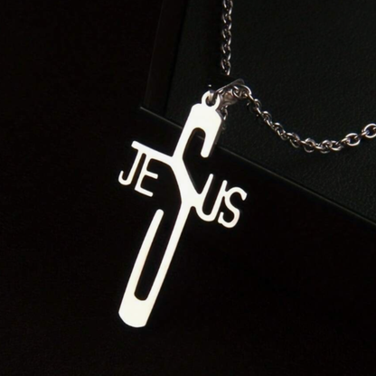 Reptronic Stainless Steel Silver color Pendant with Necklace-The name Jesus