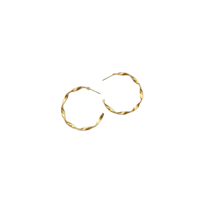 Reptronic Stainless steel Gold plated round earrings-Twisted Hoop Earrings