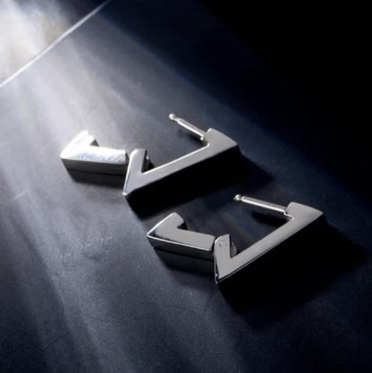 Reptronic Stainless steel Silver earrings- Triangle