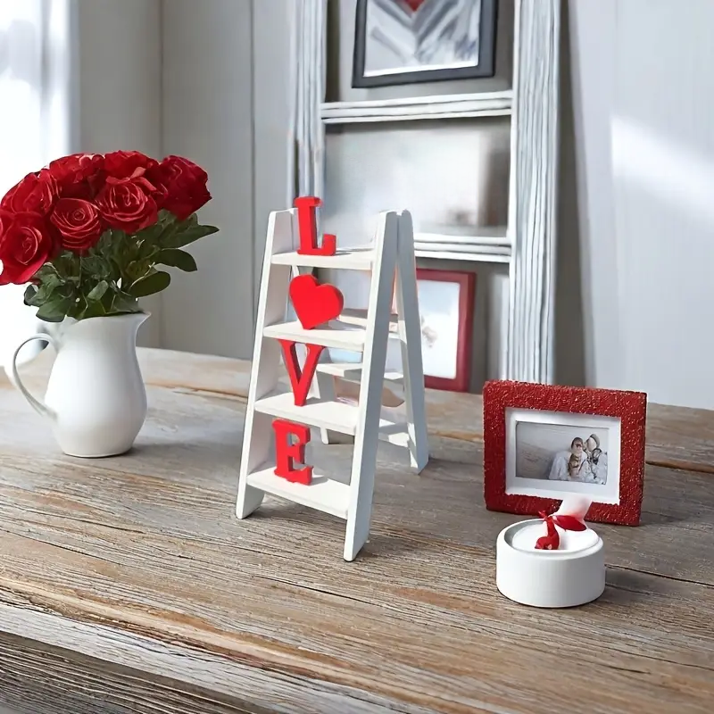 Reptronic White Wooden Ladder Table top Decor with the word Love