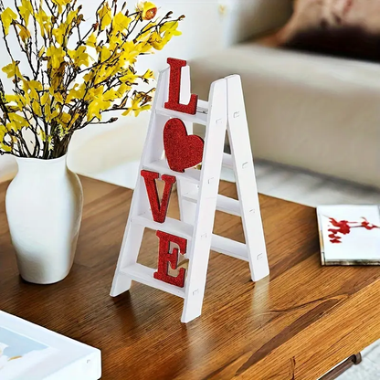 Reptronic White Wooden Ladder Table top Decor with the word Love
