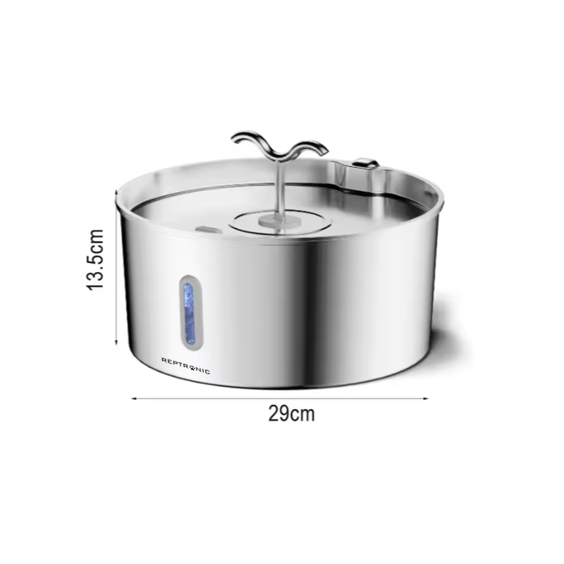 Reptronic Stainless Steel Large Pet Fountain with Water Level Window - 7L