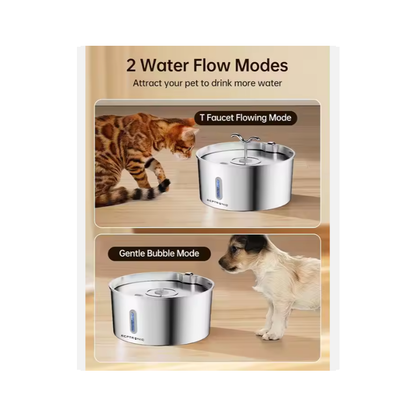 Reptronic Stainless Steel Large Pet Fountain with Water Level Window - 7L