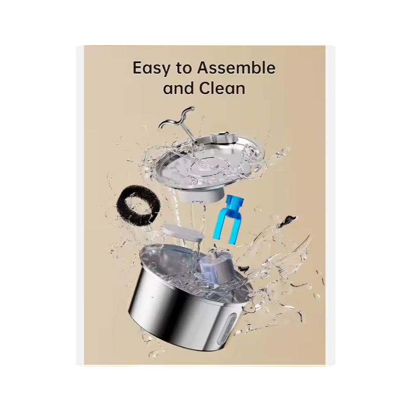 Reptronic Stainless Steel Large Pet Fountain with Water Level Window - 7L