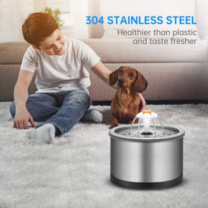 Silver SS pet water fountain with filters and cleaning kit - Value pack