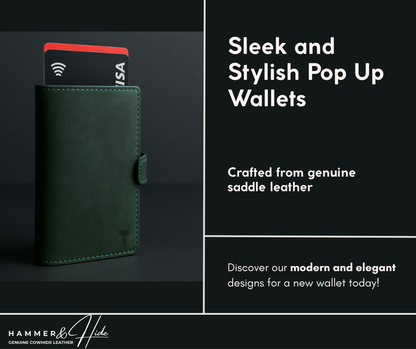 Hammer&Hide Genuine Saddle Leather Pop Up Wallet- Unisex