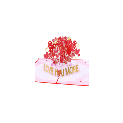 Stunning Love you More with Hearts Pop up 3D Card and Envelope