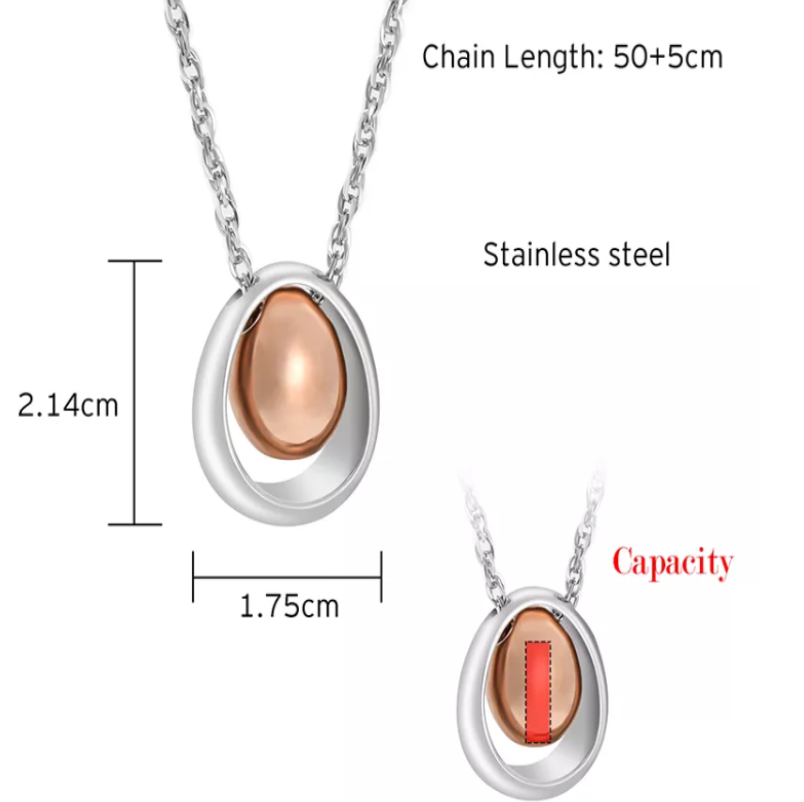 Memorial Safe Keeping Pendant - Silver with Oval shape center locket