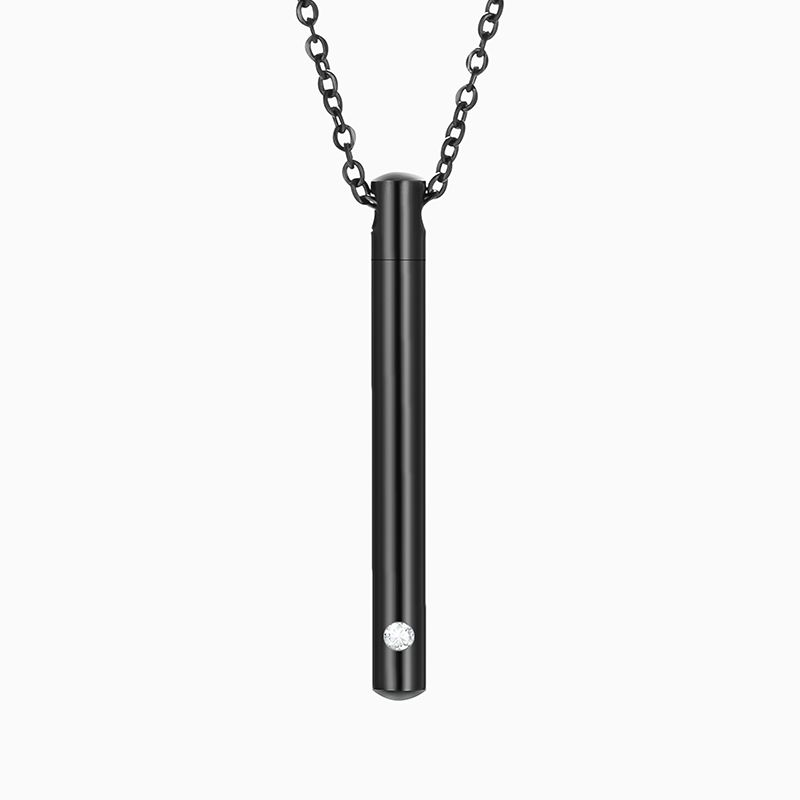 Memorial Safe Keeping Pendant - Cylinder with Stone