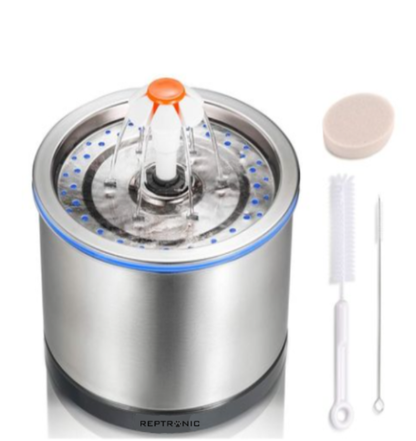 Reptronic Cat/Dog Pet Drinking SS Water Fountain with Cleaning Kit