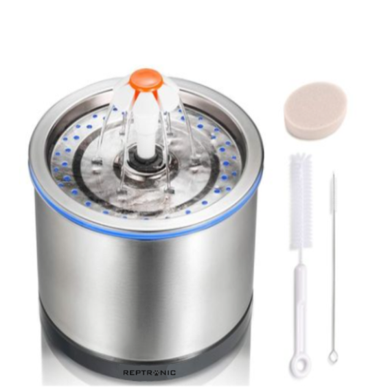Reptronic Cat/Dog Pet Drinking SS Water Fountain with Cleaning Kit
