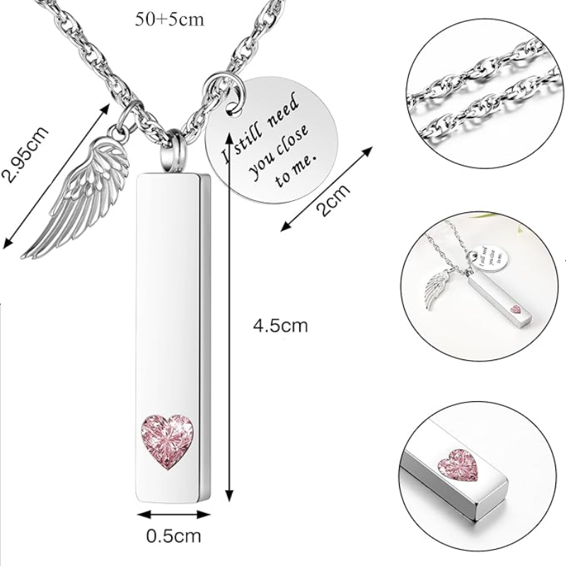 Memorial Safe Keeping Pendant - I still need you close to me silver bar