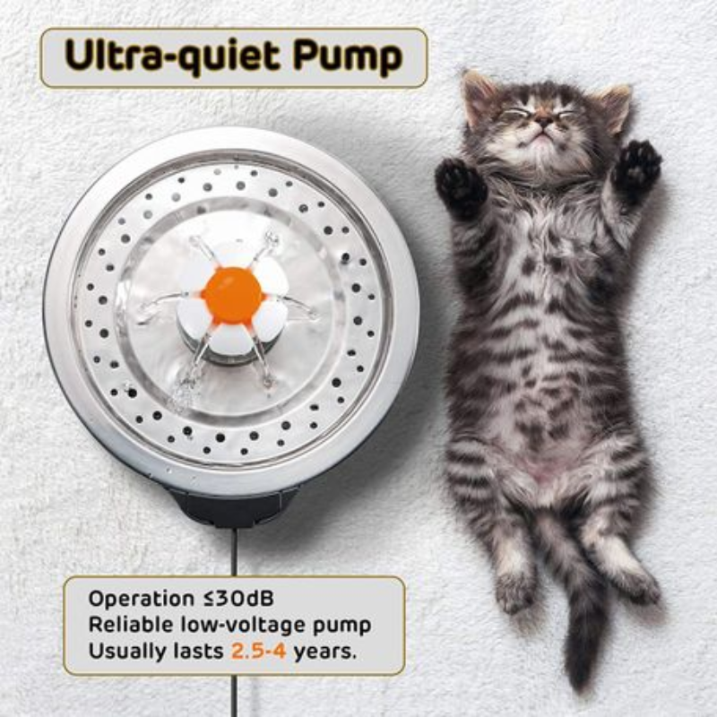 Reptronic Cat/Dog Pet Drinking SS Water Fountain with Cleaning Kit