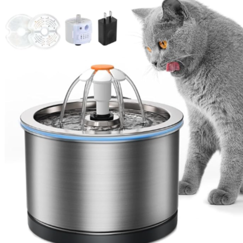 Reptronic Cat/Dog Pet Drinking SS Water Fountain with Cleaning Kit