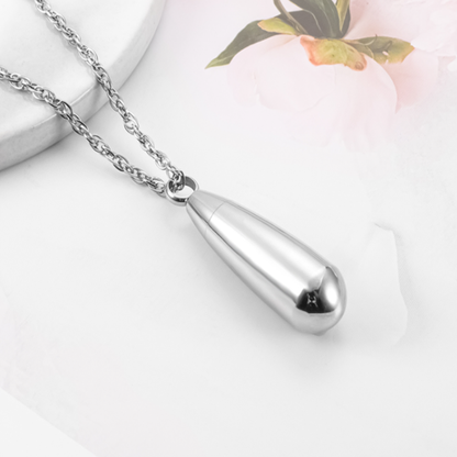 Memorial Safe Keeping Pendant - Tear Drop Silver