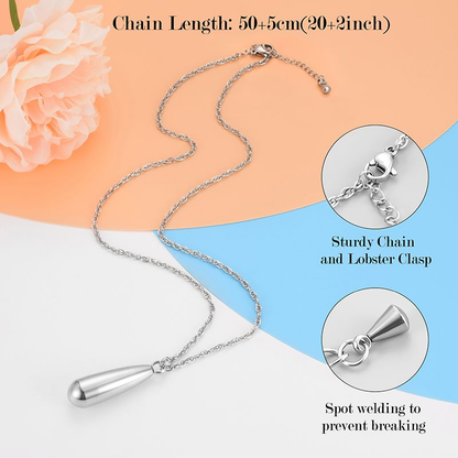 Memorial Safe Keeping Pendant - Tear Drop Silver