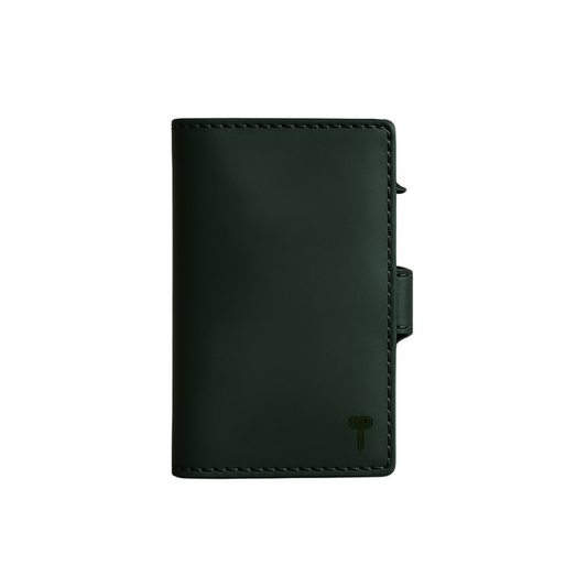 Hammer&Hide Genuine Saddle Leather Pop Up Wallet-Dark Green with Black Aluminum case - Unisex