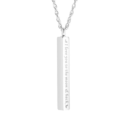 Memorial Safe Keeping Pendant - Vertical Bar - Love you to the moon and back